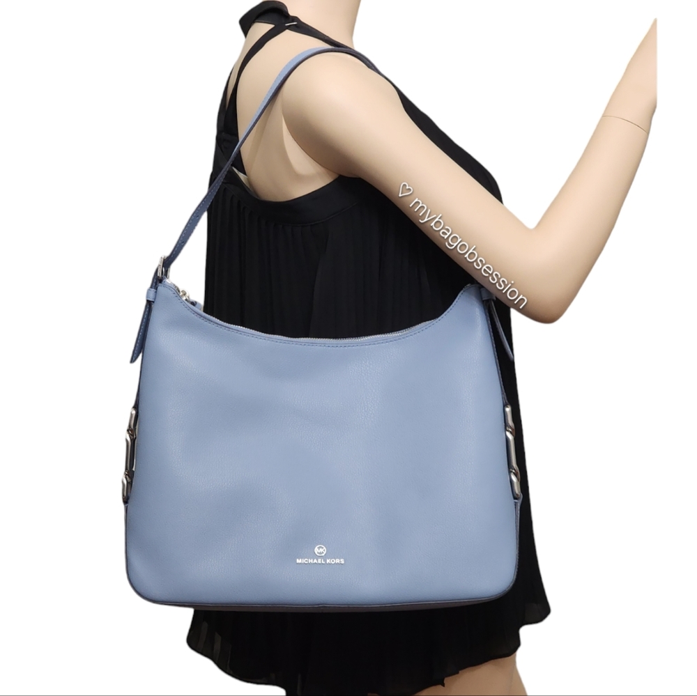 Michael Kors Laney Large Blue Hobo Shoulder Bag - Picture 8 of 9